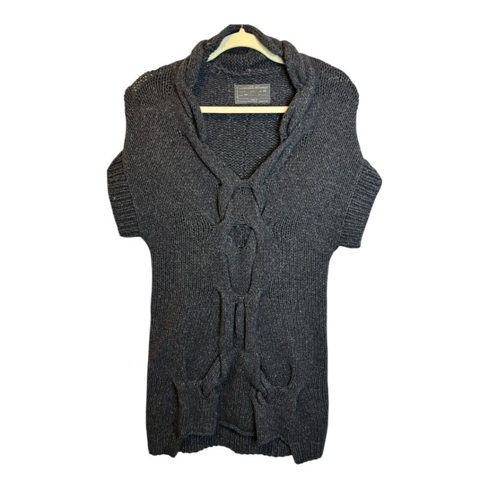 All Saints Sweater Women's Size 6 Spitalfields Vex Knit Wool Blend Gray